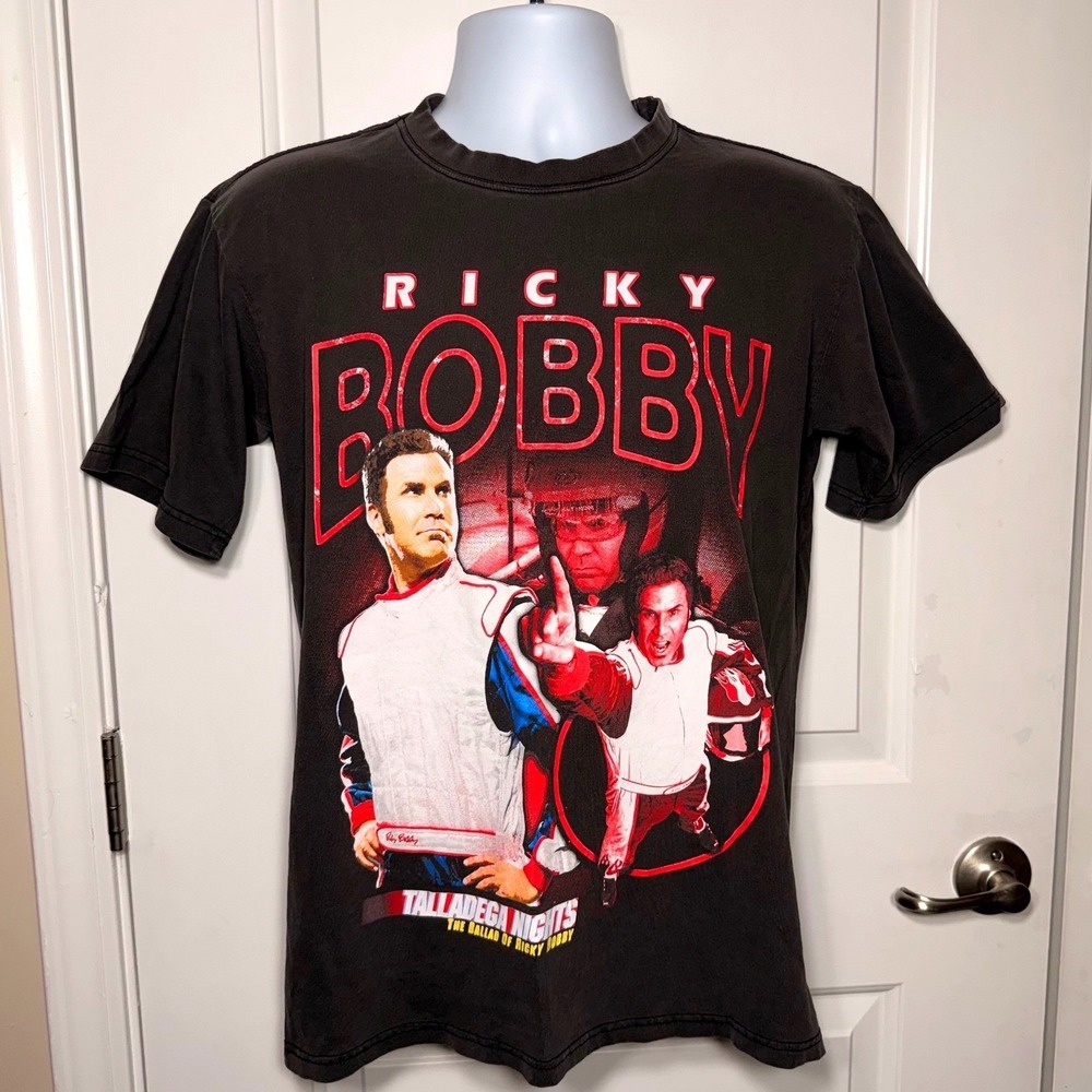Talladega Nights Ricky Bobby Movie Graphic T-Shirt Will Ferrell Black Size M